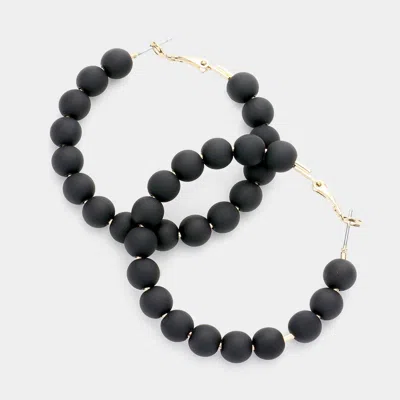 Fashnzfab Colored Ball Cluster Hoop Earrings In Black
