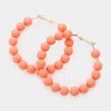 Fashnzfab Colored Ball Cluster Hoop Earrings In Orange
