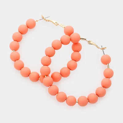 Fashnzfab Colored Ball Cluster Hoop Earrings In Orange