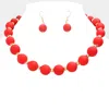Fashnzfab Colored Ball Cluster Necklace In Red
