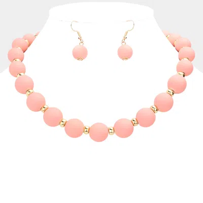 Fashnzfab Colored Ball Cluster Necklace In Pink