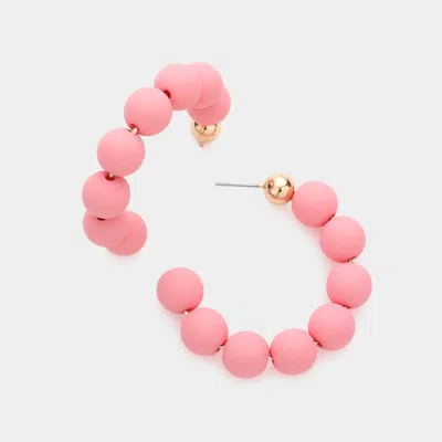 Fashnzfab Colored Ball Hoop Earrings - Pink