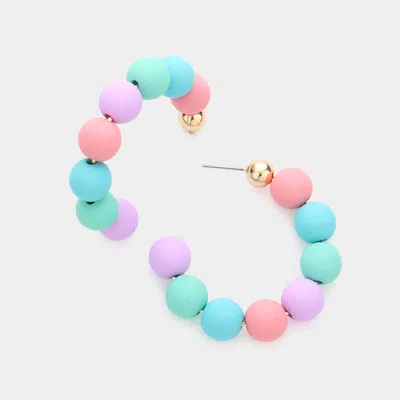 Fashnzfab Colored Ball Hoop Earrings In Multi