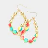 Fashnzfab Colored Ball Pointed Open Teardrop Dangle Earrings - Multi In Multi