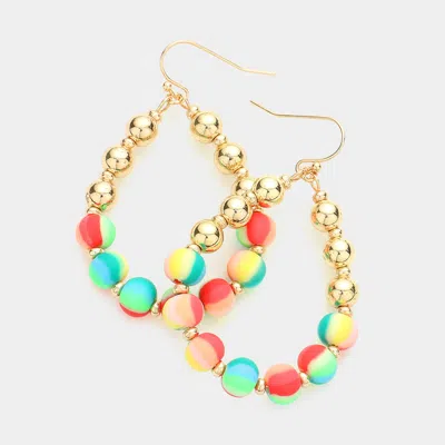 Fashnzfab Colored Ball Pointed Open Teardrop Dangle Earrings - Multi