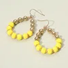 Fashnzfab Colored Ball Pointed Open Teardrop Dangle Earrings - Yellow In Yellow