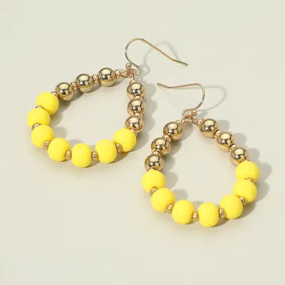 Fashnzfab Colored Ball Pointed Open Teardrop Dangle Earrings - Yellow