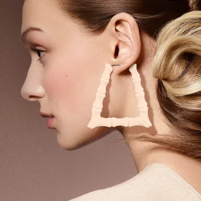Fashnzfab Colored Bamboo Trapezoid Hoop Earrings In Neutral