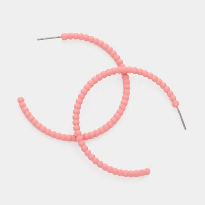 Fashnzfab Colored Bubble Hoop Earrings - Pink