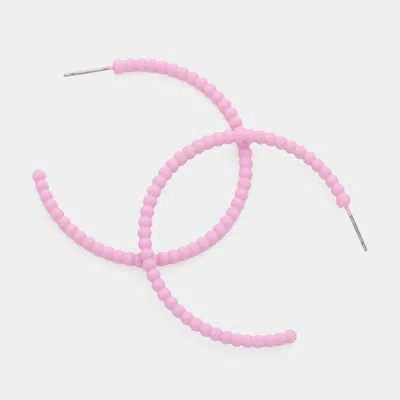 Fashnzfab Colored Bubble Hoop Earrings In Pink