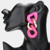 Fashnzfab Colored Chain Link Dangle Earrings - Fuchsia In Pink