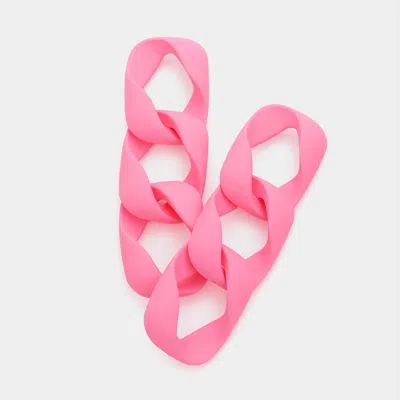 Fashnzfab Colored Chain Link Dangle Earrings - Pink