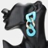 Fashnzfab Colored Chain Link Dangle Earrings In Gold