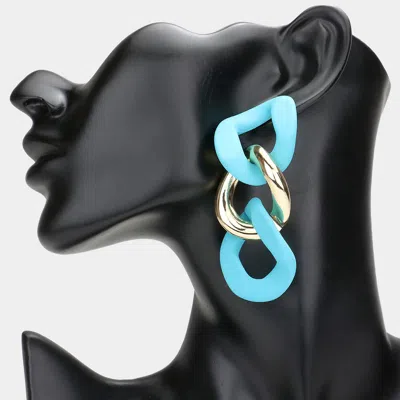 Fashnzfab Colored Chain Link Dangle Earrings In Gold