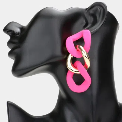 Fashnzfab Colored Chain Link Dangle Earrings - Fuchsia In Red