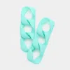 Fashnzfab Colored Chain Link Dangle Earrings In Green
