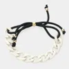 Fashnzfab Colored Curb Chain Adjustable Bracelet Gold, White In Multi
