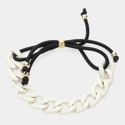 Fashnzfab Colored Curb Chain Adjustable Bracelet Gold, White In Multi