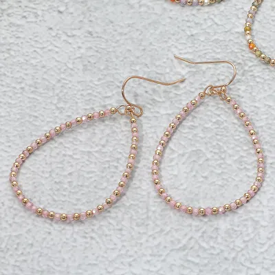 Fashnzfab Colored Cz Beaded Open Teardrop Dangle Earrings In Multi