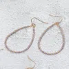 Fashnzfab Colored Cz Beaded Open Teardrop Dangle Earrings In Purple