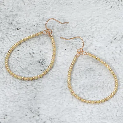 Fashnzfab Colored Cz Beaded Open Teardrop Dangle Earrings In Yellow