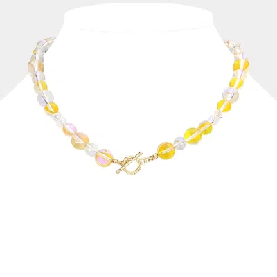 Fashnzfab Colored Lucite Beaded Toggle Necklace In Pattern