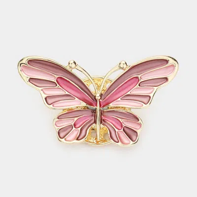 Fashnzfab Colored Metal Butterfly Magnetic Brooch In Multi