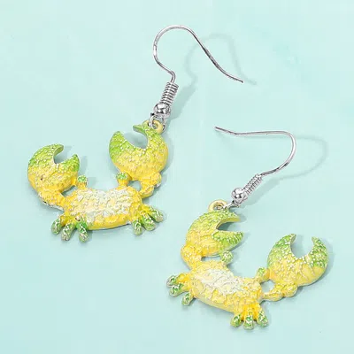 Fashnzfab Colored Metal Crab Dangle Earrings In Yellow