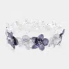 Fashnzfab Colored Metal Flower Stretch Bracelet Gray In Metallic