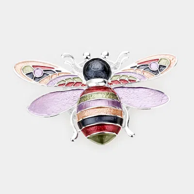 Fashnzfab Colored Metal Honey Bee Magnetic Brooch In Red