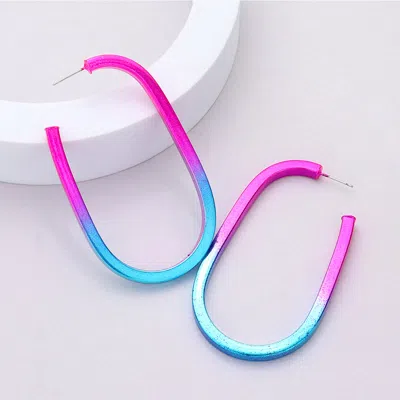 Fashnzfab Colored Metal Hoop Earrings - Blue, Multi In Pink