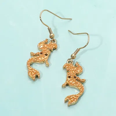 Fashnzfab Colored Metal Mermaid Dangle Earrings In Gold