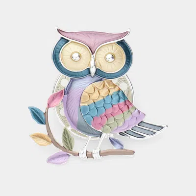 Fashnzfab Colored Metal Owl Magnetic Brooch In Brown