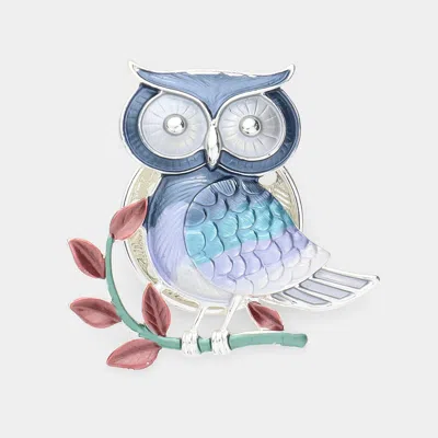 Fashnzfab Colored Metal Owl Magnetic Brooch In Multi