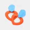 Fashnzfab Colored Metal Petal Link Dangle Earrings In Orange