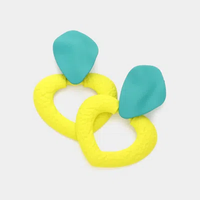 Fashnzfab Colored Metal Petal Link Dangle Earrings In Yellow
