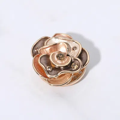 Fashnzfab Colored Metal Stone Embellished Rose Magnetic Brooch In Silver