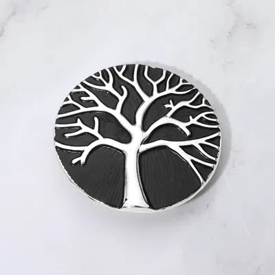 Fashnzfab Colored Metal Tree Of Life Magnetic Brooch In Black