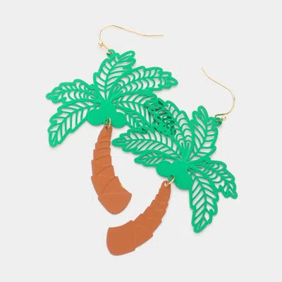 Fashnzfab Colored Palm Tree Dangle Earrings In Green