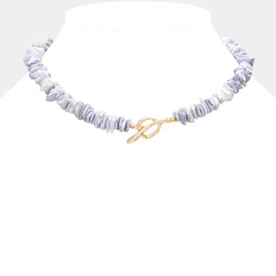 Fashnzfab Colored Shell Cluster Toggle Necklace In Blue