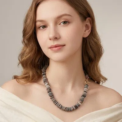 Fashnzfab Colored Shell Cluster Toggle Necklace In Gold