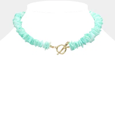 Fashnzfab Colored Shell Cluster Toggle Necklace In Green