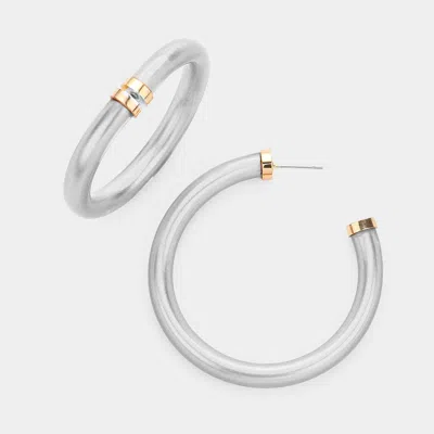 Fashnzfab Colored Shiny Tube Hoop Earrings In Silver
