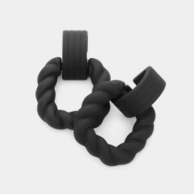 Fashnzfab Colored Twisted Open Square Dangle Earrings In Black