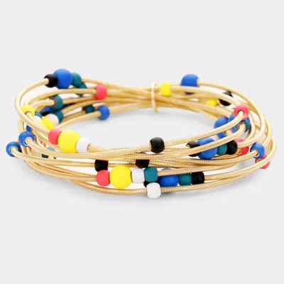 Fashnzfab Colorful Ball Multi Stretch Bracelet - Gold, Multi
