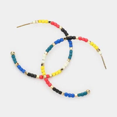Fashnzfab Colorful Bead Hoop Earrings - Multi