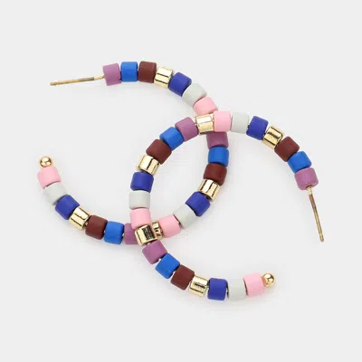 Fashnzfab Colorful Bead Hoop Earrings - Multi