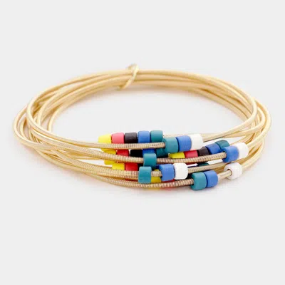 Fashnzfab Colorful Bead Multi Stretch Bracelet Gold, Multi