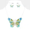 Fashnzfab Colorful Butterfly Pendant Necklace In Blue