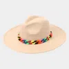 Fashnzfab Colorful Chain Accented Solid Panama Hat In Sand